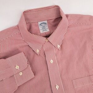 Brooks Brothers Regent Dress Shirt Mens 16.5 2/3 Cotton Red Stripe Non-Iron